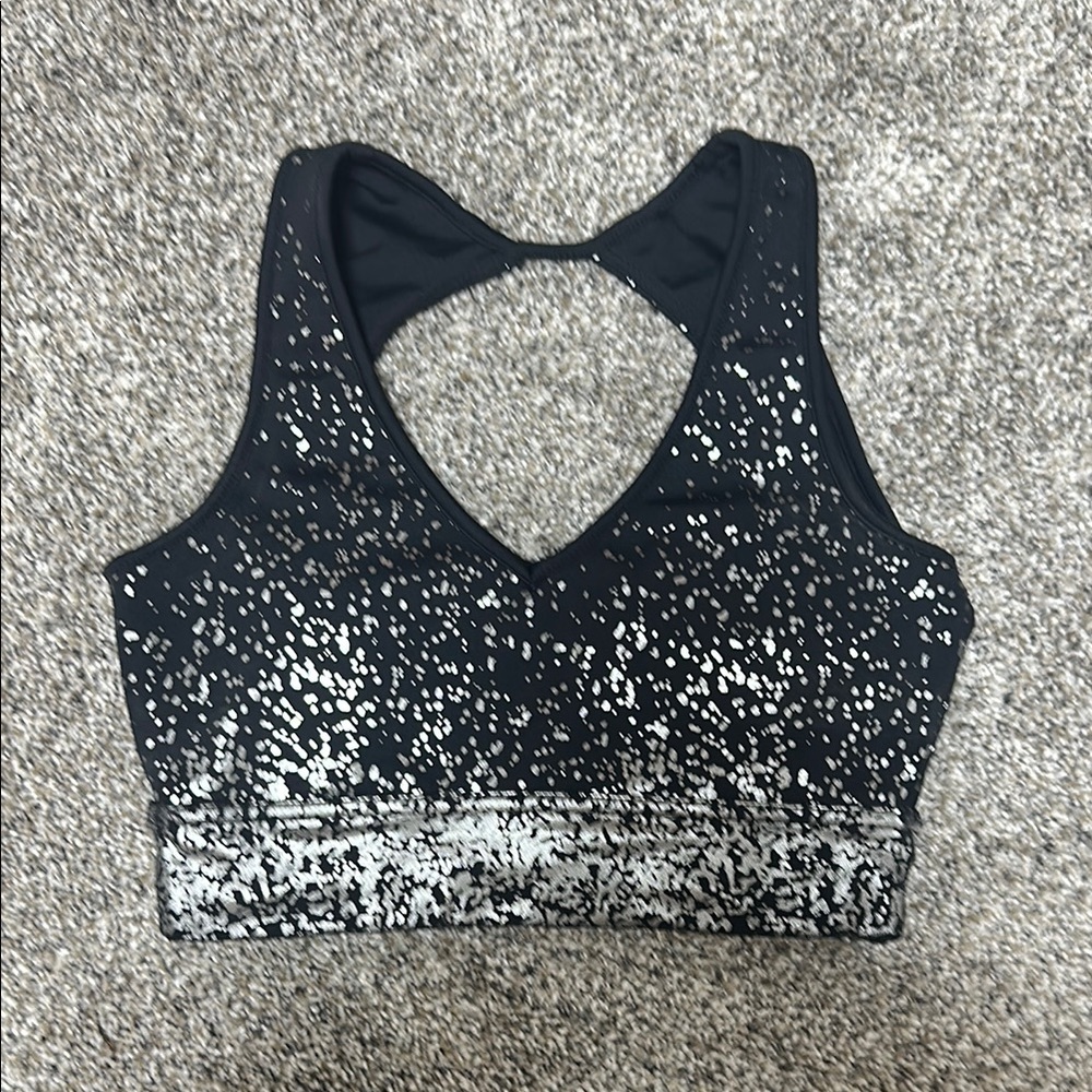 BuffBunny Black and White Speckled Sports Bra